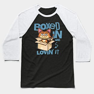 Cute Cartoon Cat Sitting In Box Baseball T-Shirt